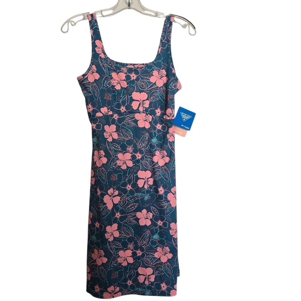 NWT Columbia Sportswear Hibiscus Floral Mini Dress in Coral and Teal